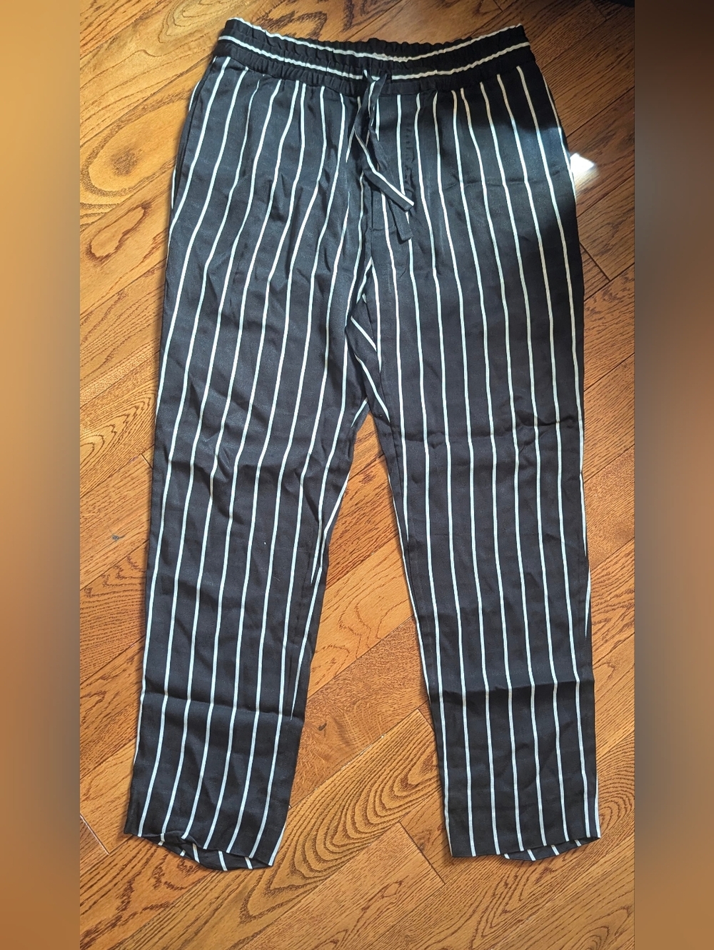 Haider Ackermann Black Pants with White Pinstripes